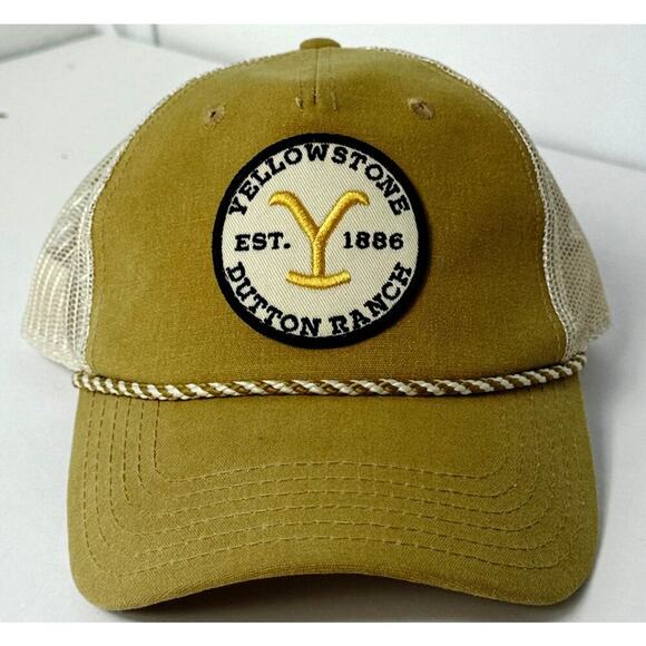 YELLOWSTONE Dutton Ranch 1886 Baseball Hat Circle Patch YELLOW Mesh NWT - Picture 1 of 4